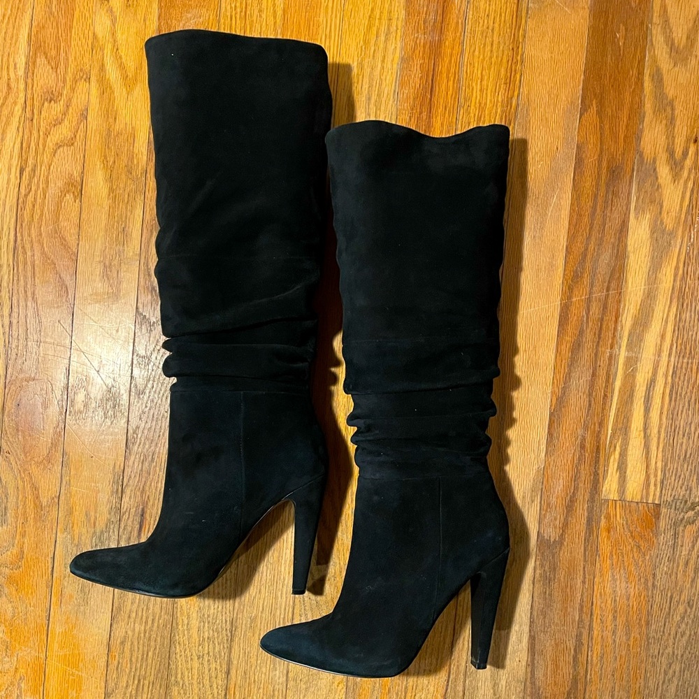 Michael Kors Black suede heel boots